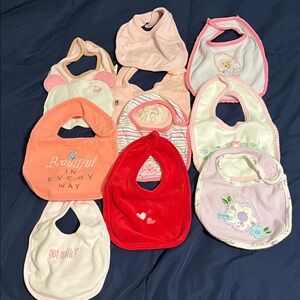 Baby girl lot of 10 bibs